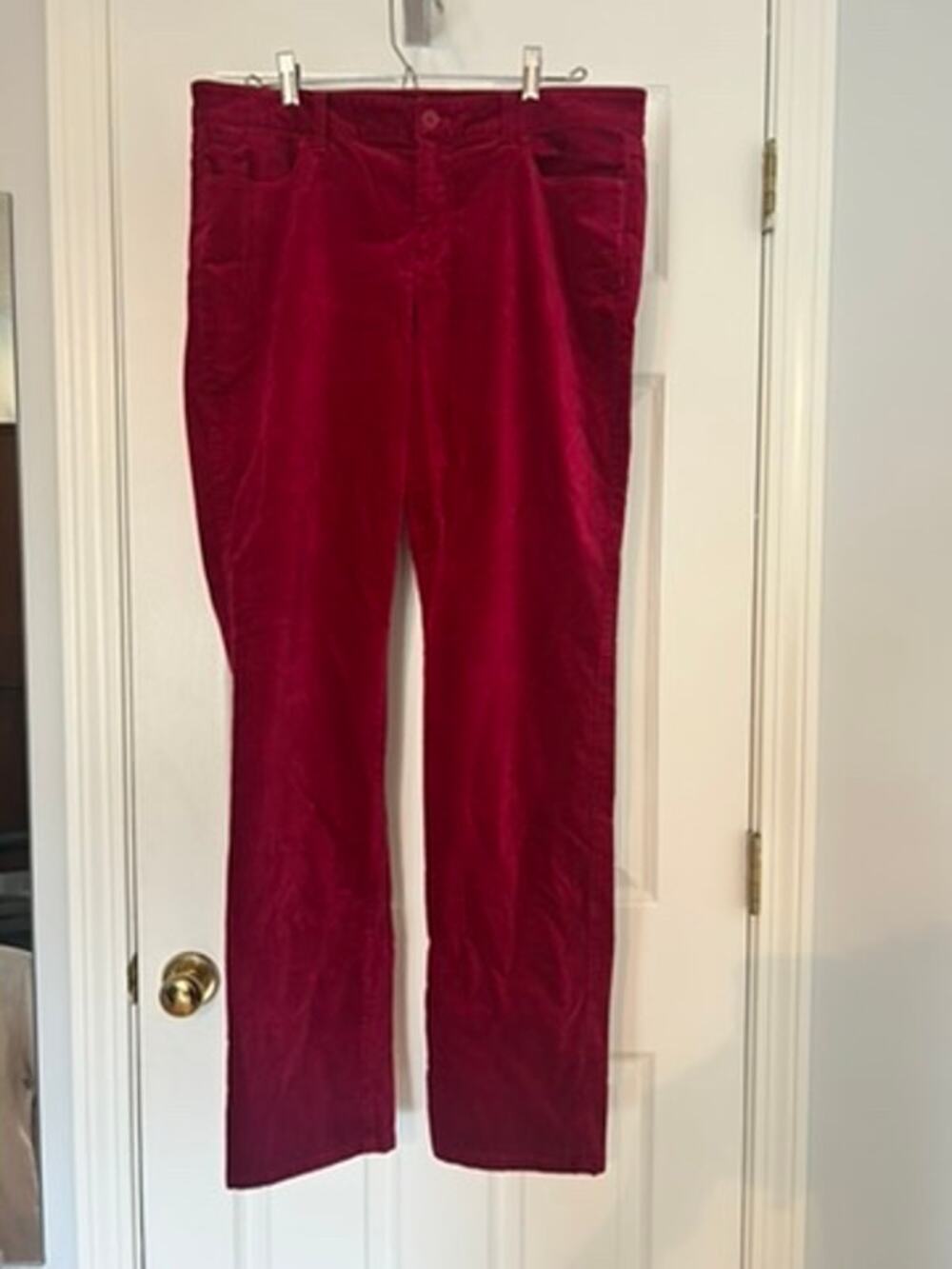Talbots Signature Corduroy Pants Womens Size 14L Red Straight Leg Velvet Stretch